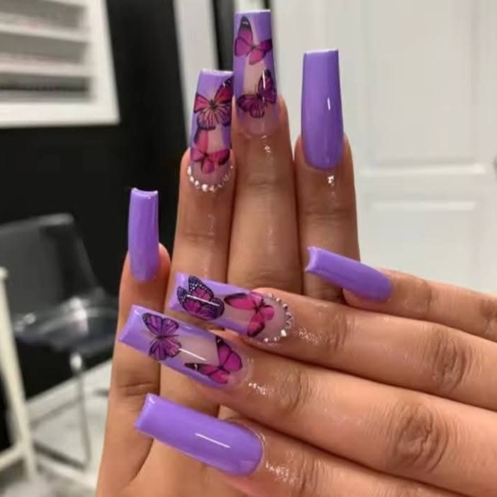 Purple Butterfly  Press-on Nail Set